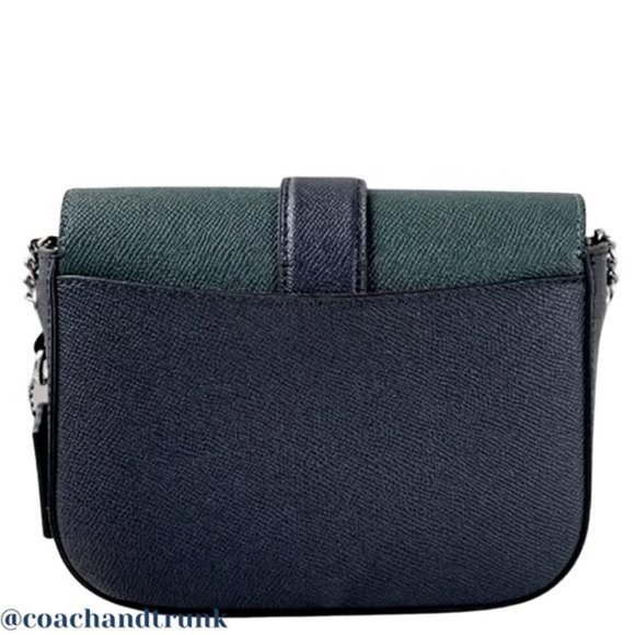 COACH Leather Gemma Deep Blue Forest Green Sparkling Crystals Apple Buckle NWT - Picture 15 of 15